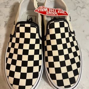 Women’s Checker Board Vans slip on